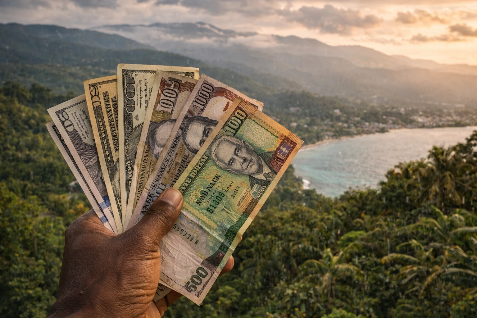 Billets en dollars jamaïcains et dollars américains