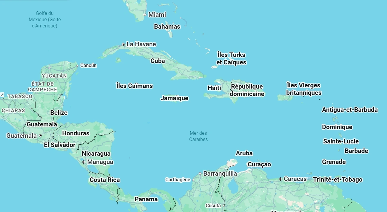 Carte de la Jamaïque avec les principales villes et régions
