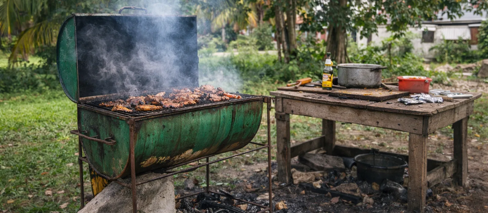 Plat de jerk en Jamaïque