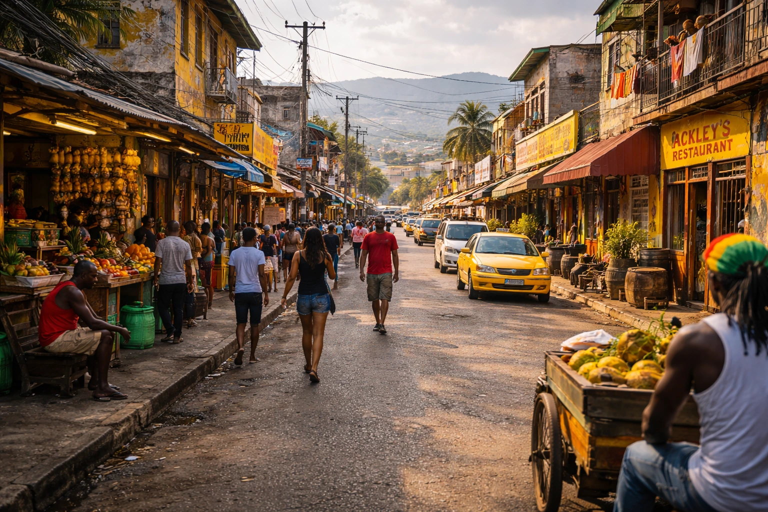 Rue du centre-ville de Kingston en Jamaïque