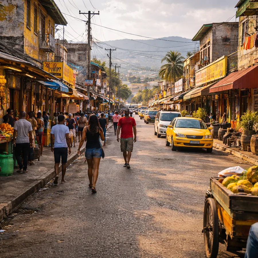 Rue du centre-ville de Kingston en Jamaïque