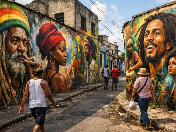 Fresques de street art à Fleet Street dans Downtown Kingston