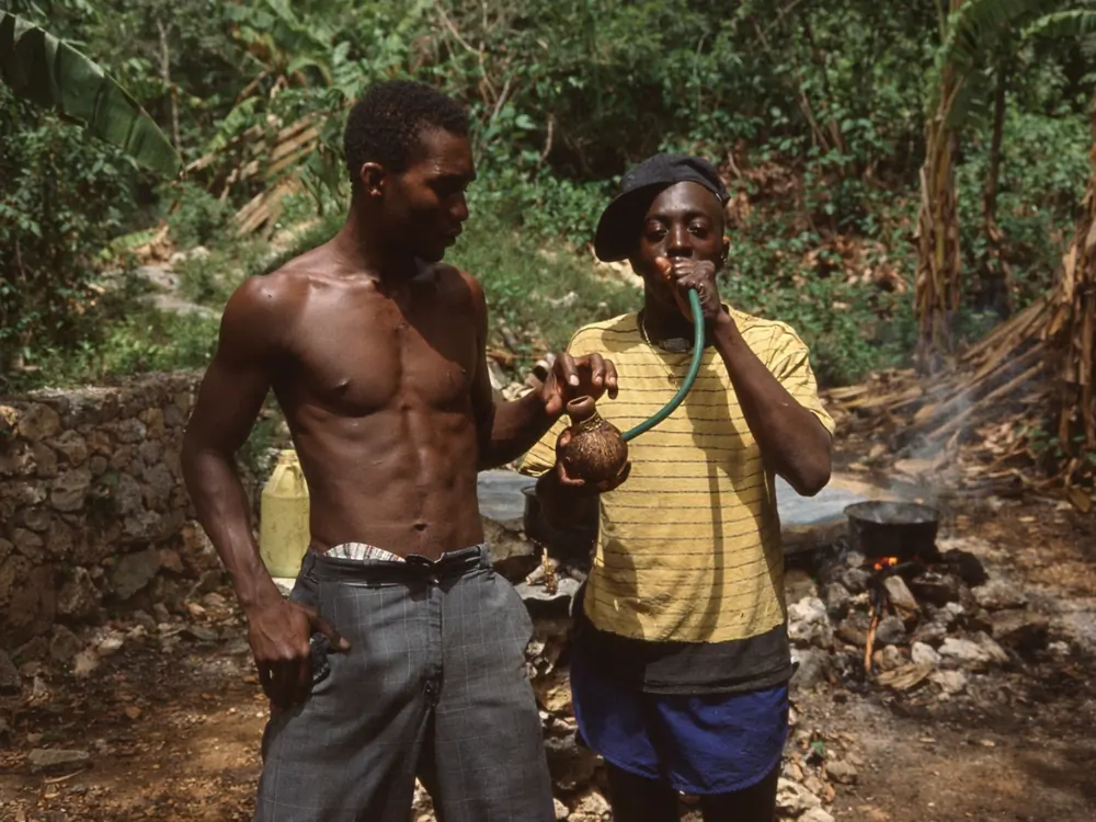 Jeunes fumant le chalice jamaique
